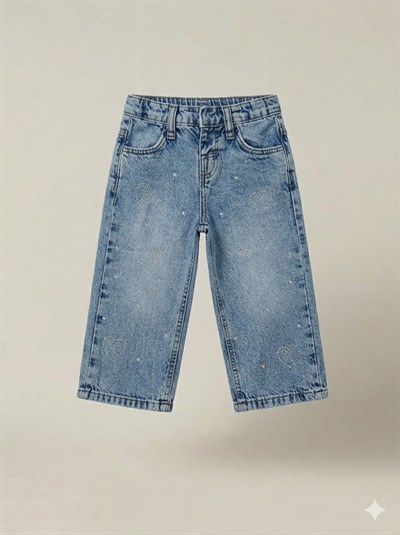Escabel Kız Bebek Taşlı Denim Pantolon 1-5 Yaş Mavi