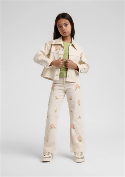 Escabel Kız Çocuk Çicek Baskılı  Pantolonlu Takım 4-14 Yaş Ekru