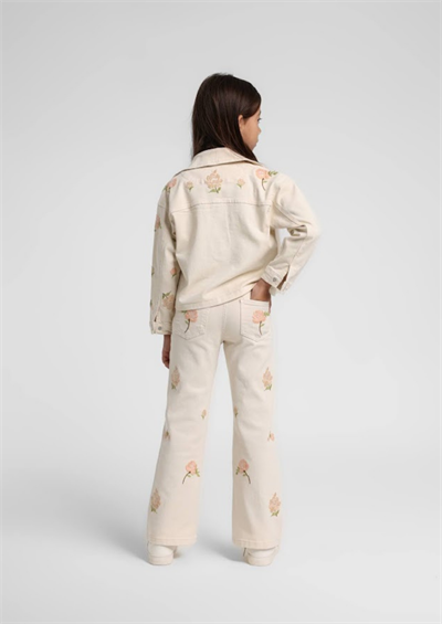 Escabel Kız Çocuk Çicek Baskılı  Pantolonlu Takım 4-14 Yaş Ekru