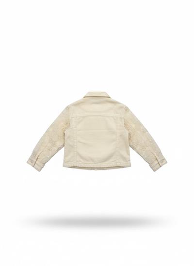 Escabel Kız Çocuk İşlemeli Ceket 4-14 Yaş Krem