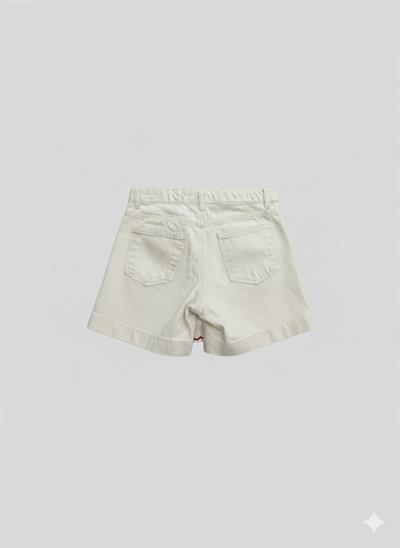 Escabel Kız Çocuk İşlemeli Dokumalı Şort Etek 9-14 Yaş Krem