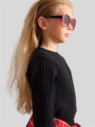 Jena Kız Çocuk Fitilli Triko Sweatshirt 7-14 Yaş Siyah