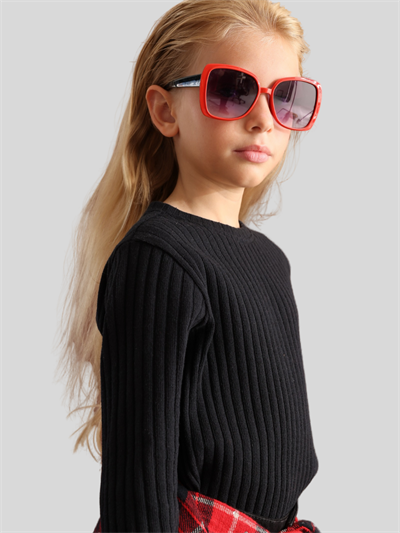 Jena Kız Çocuk Fitilli Triko Sweatshirt 7-14 Yaş Siyah