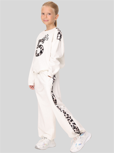 Jena Kız Çocuk Leopar Takım 7-14 Yaş Ekru