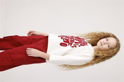 Jena Kız Çocuk Oversize Sweatshirt 8-14 Yaş Ekru