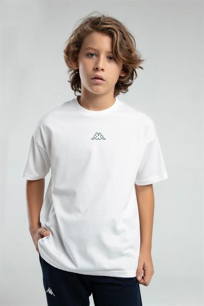 Kappa Erkek Çocuk Baskılı Tshirt 5-16 Yaş Beyaz
