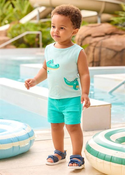 Mayoral Erkek Bebek 3'Lü  Baskılı Şortlu Takım 1-3 Yaş Mint