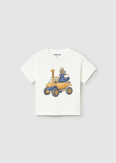 Mayoral Erkek Bebek Baskılı Tshirt 1-3 Yaş Krem