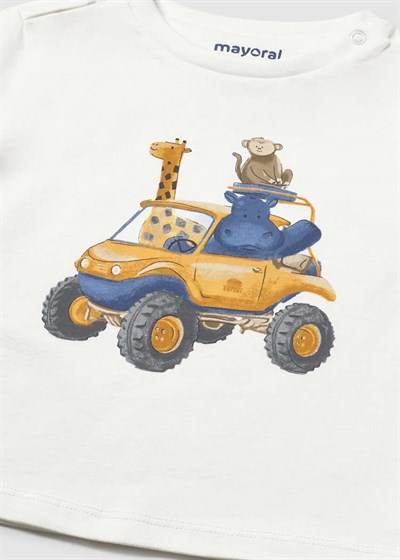 Mayoral Erkek Bebek Baskılı Tshirt 1-3 Yaş Krem