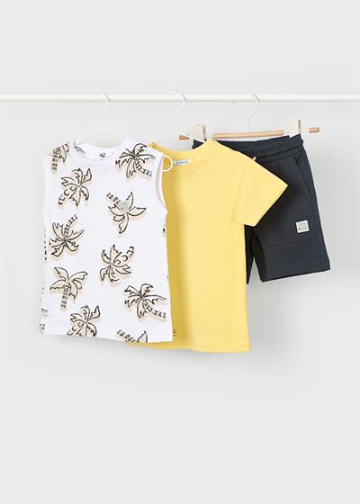 Mayoral Erkek Çocuk Baskılı 3Lü Şortlu Takım 4-8 Yaş Sarı