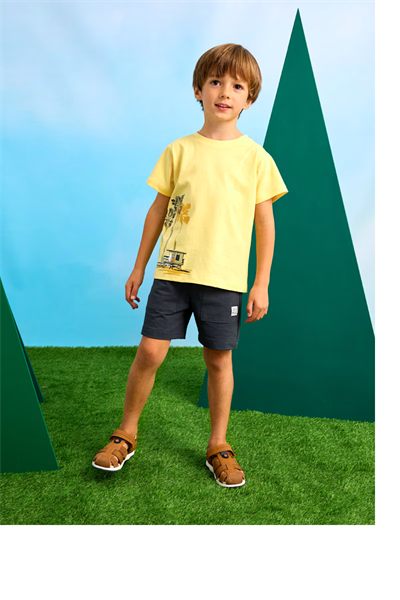 Mayoral Erkek Çocuk Baskılı 3Lü Şortlu Takım 4-8 Yaş Sarı