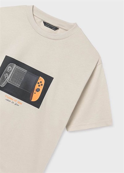 Mayoral Erkek Çocuk Baskılı Tshirt 10-14 Yaş Ekru