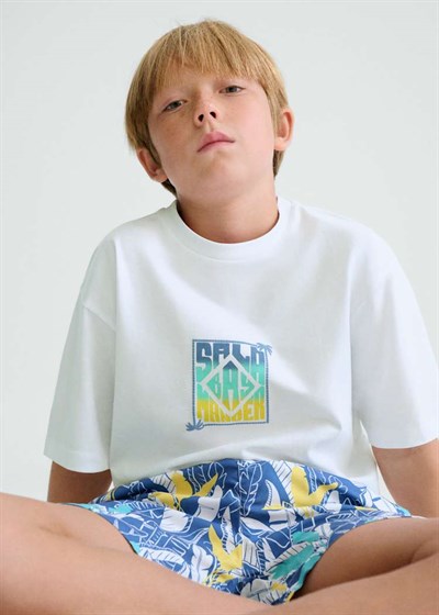 Mayoral Erkek Çocuk Baskılı Tshirt 10-14 Yaş Beyaz