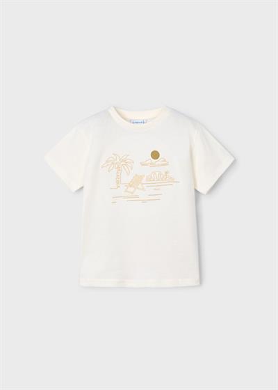 Mayoral Erkek Çocuk Baskılı Tshirt 4-8 Yaş Krem