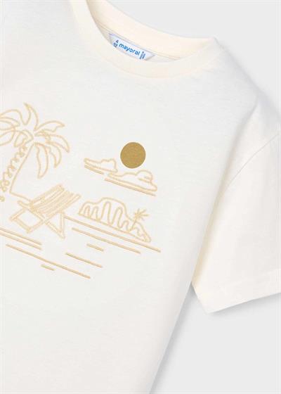 Mayoral Erkek Çocuk Baskılı Tshirt 4-8 Yaş Krem