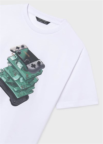 Mayoral Erkek Çocuk Baskılı Tshirt 8-14 Yaş Beyaz