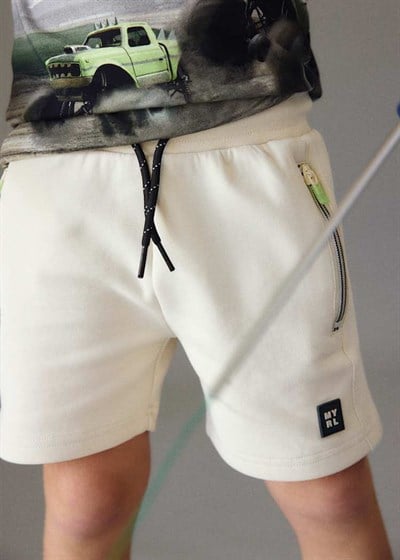 Mayoral Erkek Çocuk Cep Fermuarlı Şort 4-8 Yaş Krem