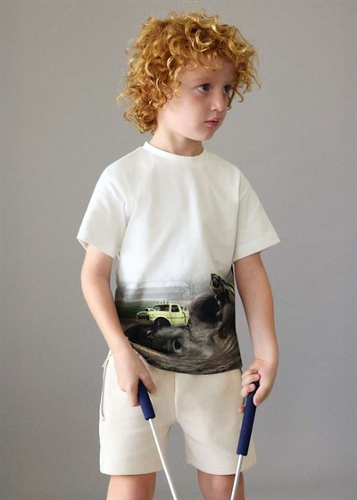 Mayoral Erkek Çocuk Cep Fermuarlı Şort 4-8 Yaş Krem