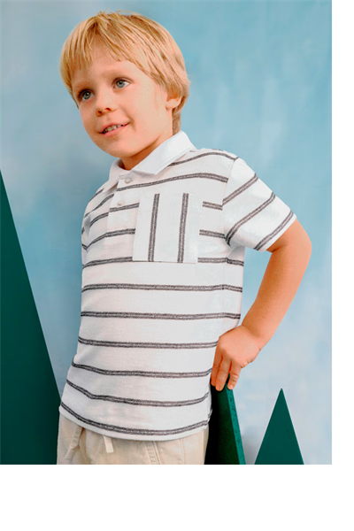 Mayoral Erkek Çocuk Cizgili Polo Tshirt 4-8 Yaş Krem