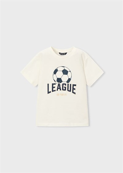 Mayoral Erkek Çocuk Futbol Baskılı Tshirt 4-8 Yaş Krem