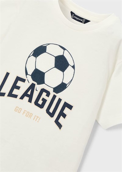 Mayoral Erkek Çocuk Futbol Baskılı Tshirt 4-8 Yaş Krem