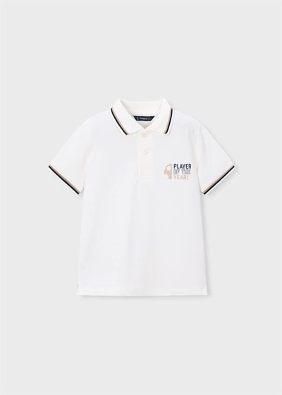 Mayoral Erkek Çocuk Futbol Sırt Baskılı Polo YakaTshirt 4-8 Yaş Krem