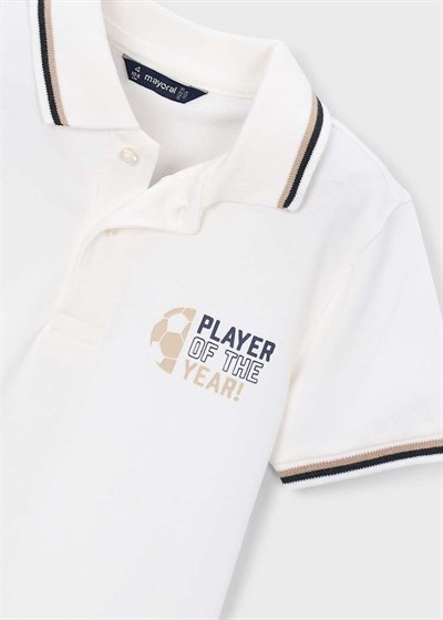 Mayoral Erkek Çocuk Futbol Sırt Baskılı Polo YakaTshirt 4-8 Yaş Krem