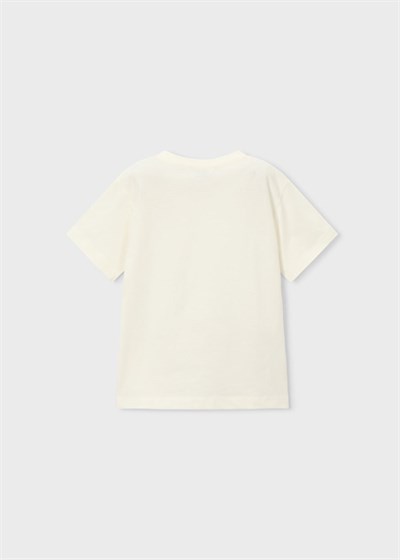 Mayoral Erkek Çocuk İnteraktif Robot Baskılı Tshirt 4-8 Yaş Krem