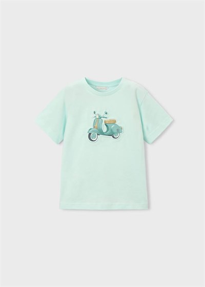 Mayoral Erkek Çocuk Kabartmalı Motosiklet Baskılı Tshirt 4-8 Yaş Yeşil
