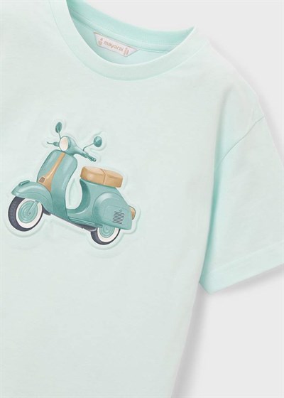 Mayoral Erkek Çocuk Kabartmalı Motosiklet Baskılı Tshirt 4-8 Yaş Yeşil