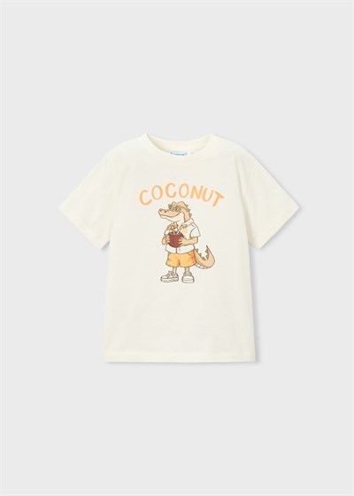 Mayoral Erkek Çocuk Timsah Baskılı Tshirt 4-8 Yaş Krem