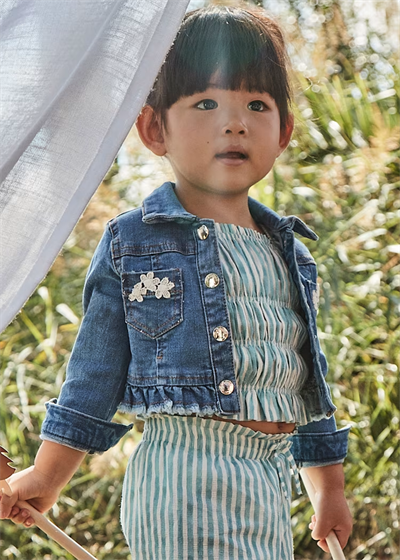 Mayoral Kız Bebek Fırfırlı Denim Ceket 1-3 Yaş Mavi