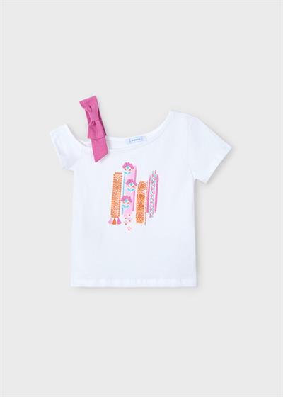 Mayoral Kız Çocuk Asimetrik Tshirt 4-8 Yaş Beyaz