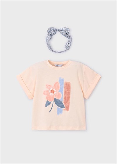 Mayoral Kız Çocuk Baskılı Saç tokalı Tshirt 4-8 Yaş Turuncu