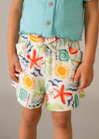 Mayoral Kız Çocuk Baskılı Şort 4-10 Yaş Yeşil