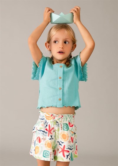 Mayoral Kız Çocuk Baskılı Şort 4-10 Yaş Yeşil