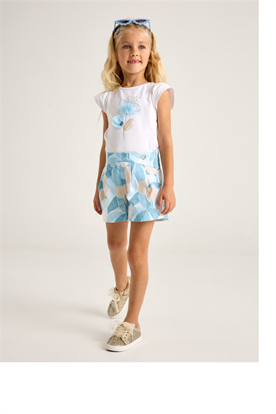 Mayoral Kız Çocuk Baskılı Şort Etek 4-8 Yaş Mavi