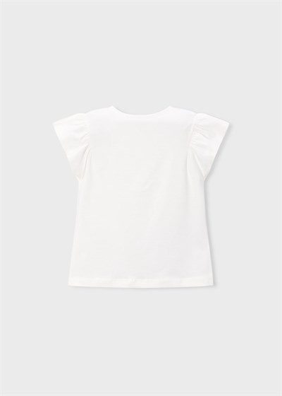 Mayoral Kız Çocuk Baskılı Tshirt 4-8 Yaş Krem