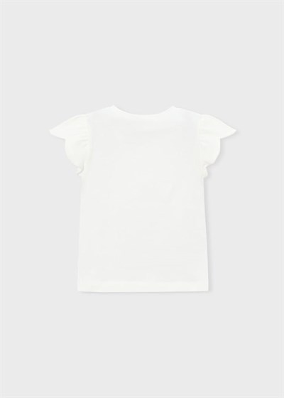 Mayoral Kız Çocuk Baskılı Tshirt 4-8 Yaş Krem