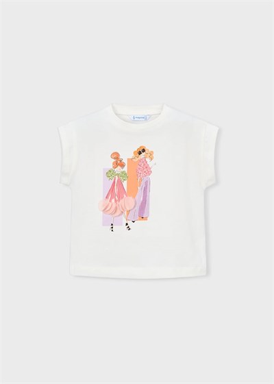 Mayoral Kız Çocuk Baskılı Tshirt 4-8 Yaş Pembe