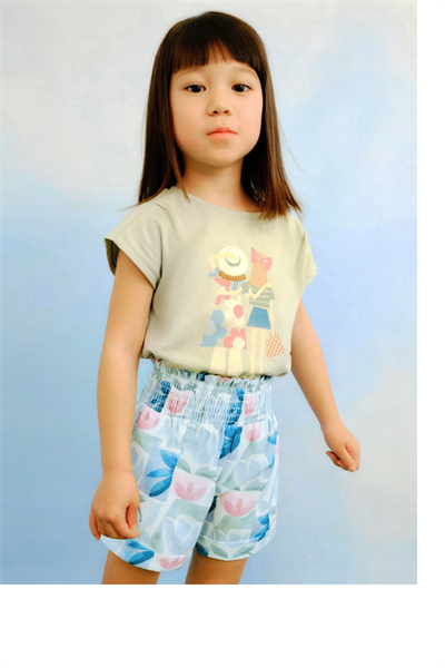 Mayoral Kız Çocuk Çicek Baskılı Şort 4-8 Yaş Yeşil