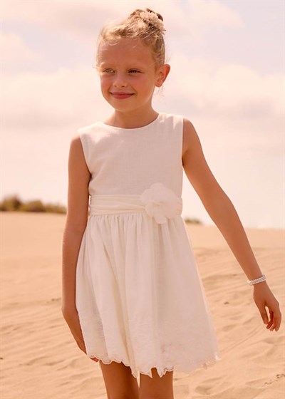 Mayoral Kız Çocuk Dandelli Elbise 6-10 Yaş Krem