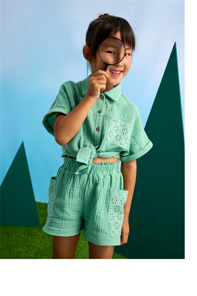 Mayoral Kız Çocuk Delikli Şortlu Takım 4-8 Yaş Yeşil