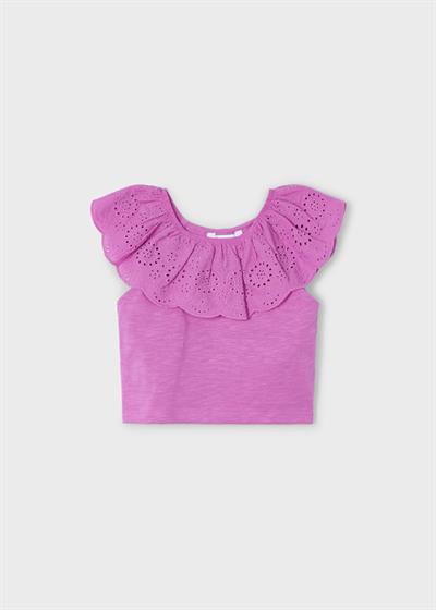 Mayoral Kız Çocuk Fırfırlı Tshirt 4-8 Yaş Pembe
