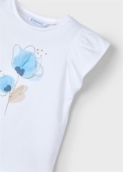 Mayoral Kız Çocuk Kabartbalı Tshirt 4-8 Yaş Mavi