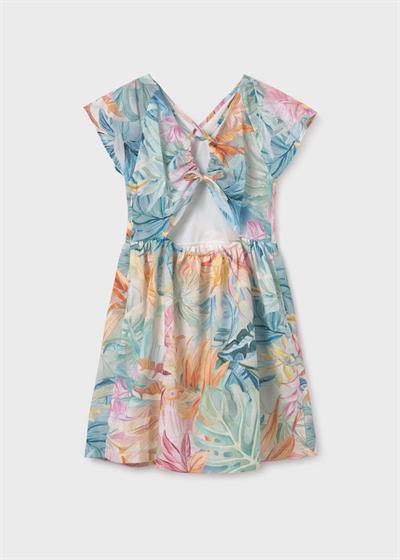 Mayoral Kız Çocuk Sırtı Açık Baskılı Elbise 10-14 Yaş Pembe