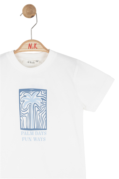 Nk Erkek Bebek Palm Days Tshirt 1-4 Yaş Ekru-Mavi