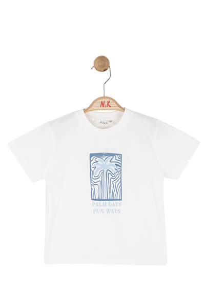 Nk Erkek Bebek Palm Days Tshirt 1-4 Yaş Ekru-Mavi