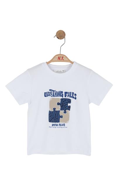 Nk Erkek Bebek Puzzle Tshirt 1-4 Yaş Beyaz-Sax