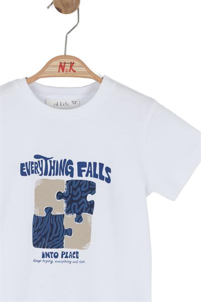 Nk Erkek Bebek Puzzle Tshirt 1-4 Yaş Beyaz-Sax